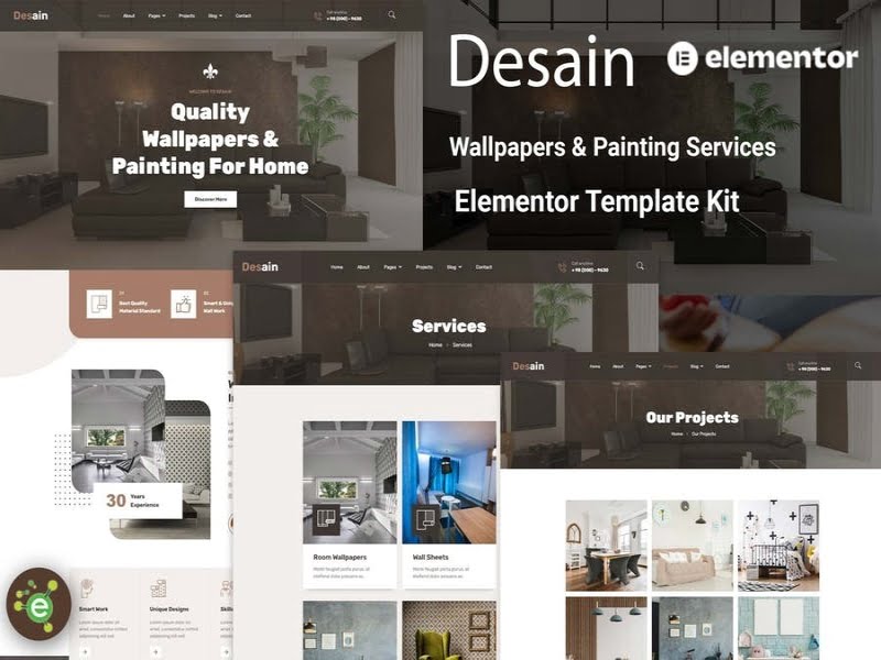 Theme Wallpapers Painting Services Elementor Template Kit