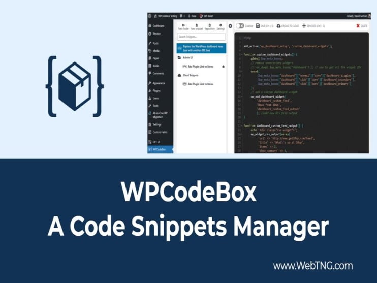 Plugin WPCodeBox 2 - The easiest way to add Code Snippets to WordPress Plugin WPCodeBox 2 - The easiest way to add Code Snippets to WordPress