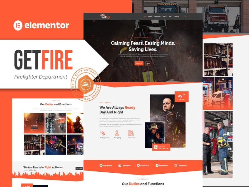 Theme Getfire Firefighter Department Elementor Template Kit