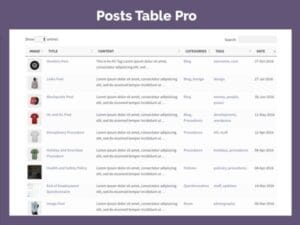Plugin Posts Table Pro