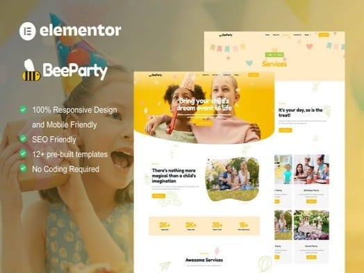 Theme BeeParty - Kids Party Planner Elementor Template Kit Theme BeeParty - Kids Party Planner Elementor Template Kit